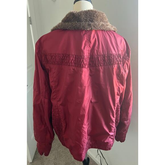 Columbia Red Satin Faux Fur Collar Omni Shield Zip Up Puffer Winter Jacket 2XL - Picture 4 of 11